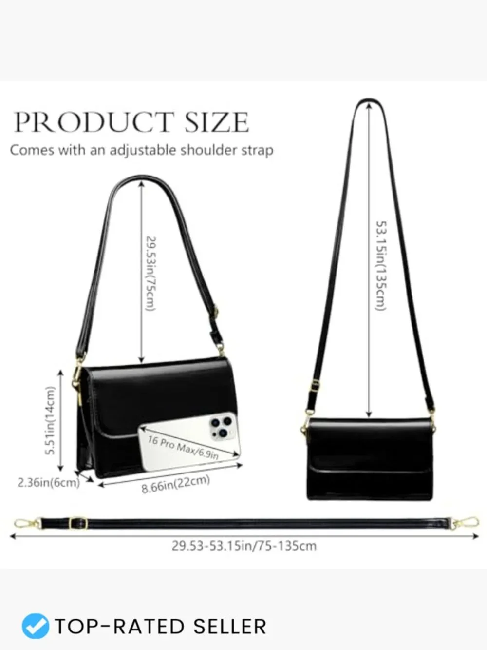 Patent Leather Clutch Envelope Evening Bag Sparkly 2 Compartments Prom Party